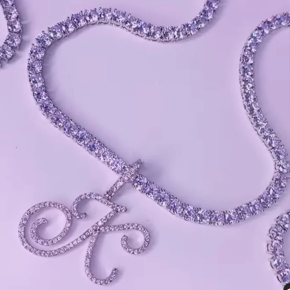 Initial Tennis Pendant Silver