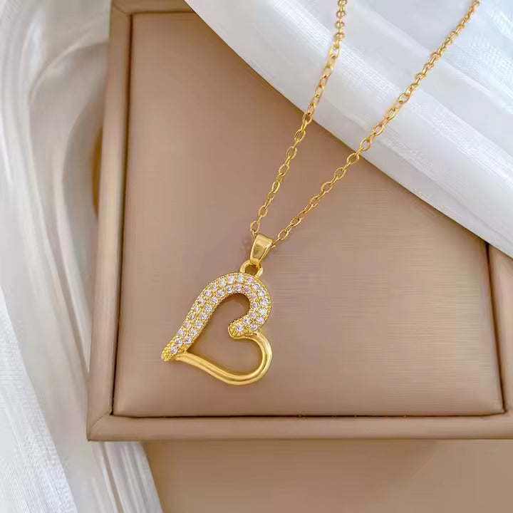 Elegant Curved Heart Pendant Necklace