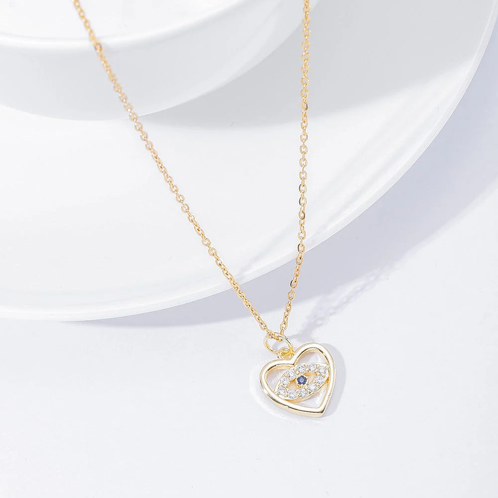 Heart Eye Charm Necklace