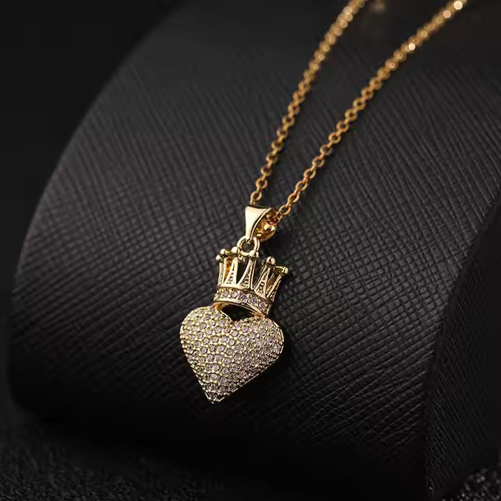 Crowned Heart Pendant Necklace