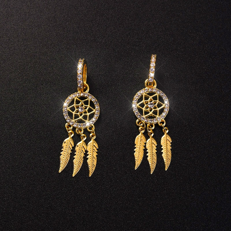 Golden Dreamcatcher Hoop Earrings