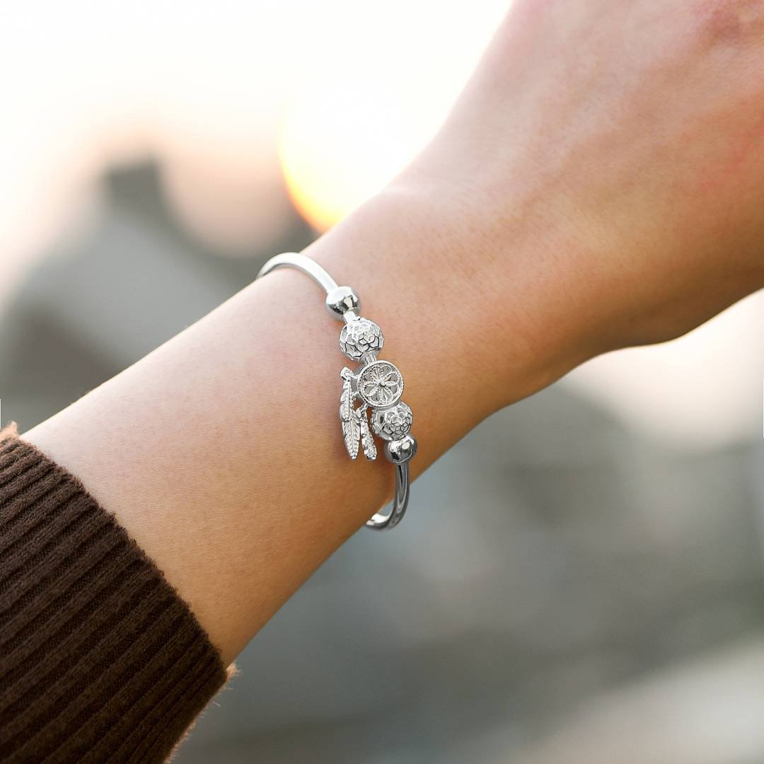 Sterling Silver Dreamcatcher Bangle
