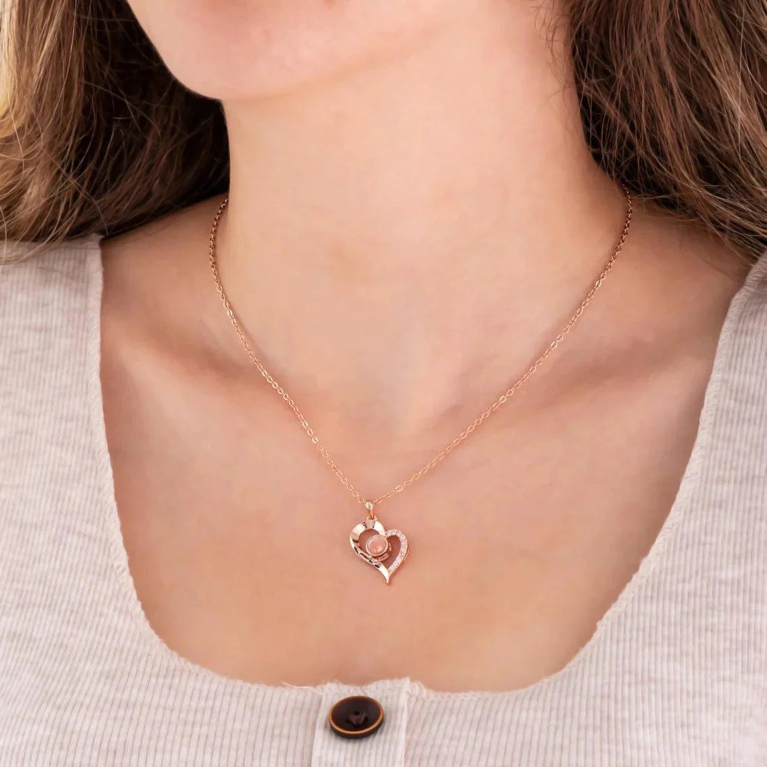 “I Love You in 100 Languages” Necklace with Eternal Rose Box