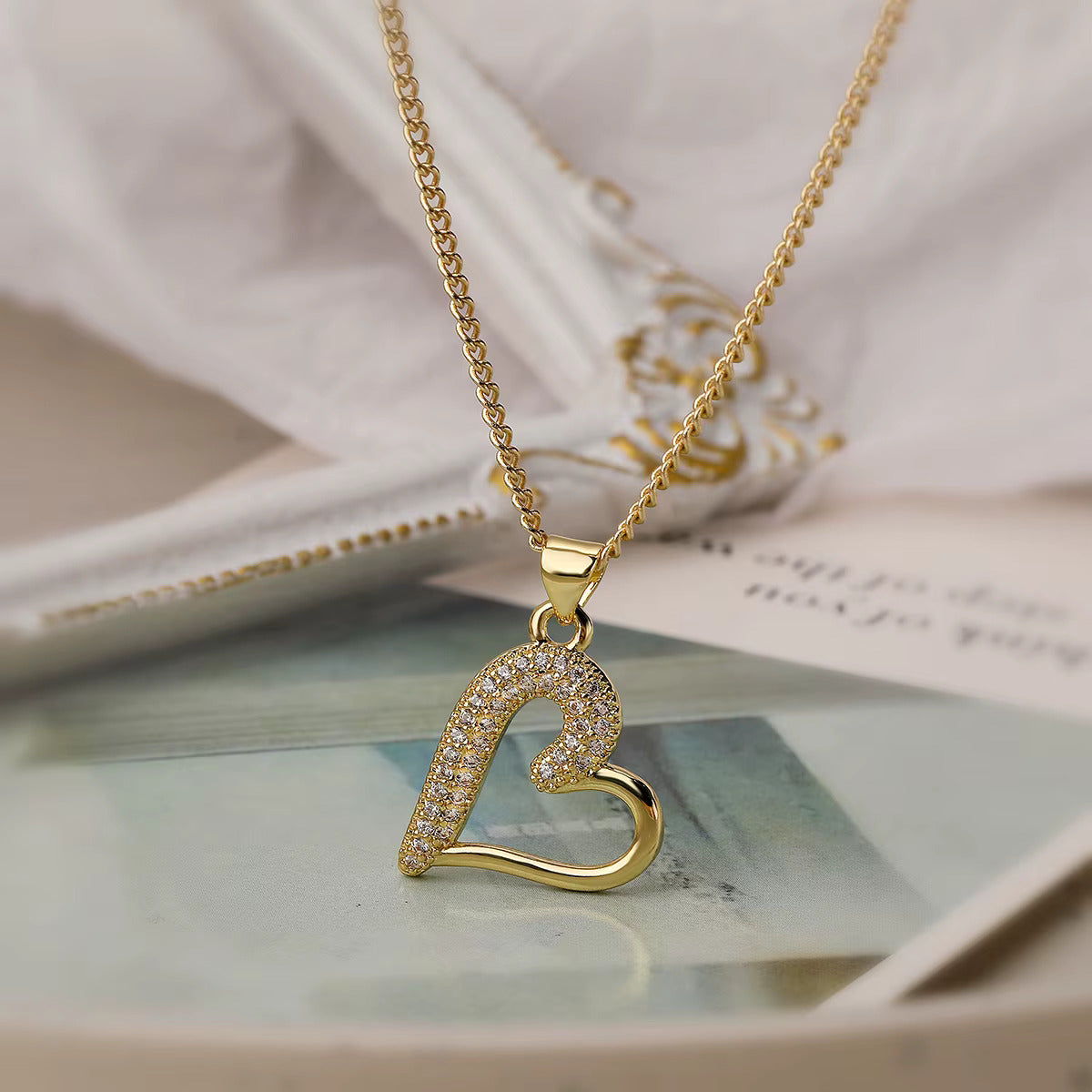 Elegant Curved Heart Pendant Necklace