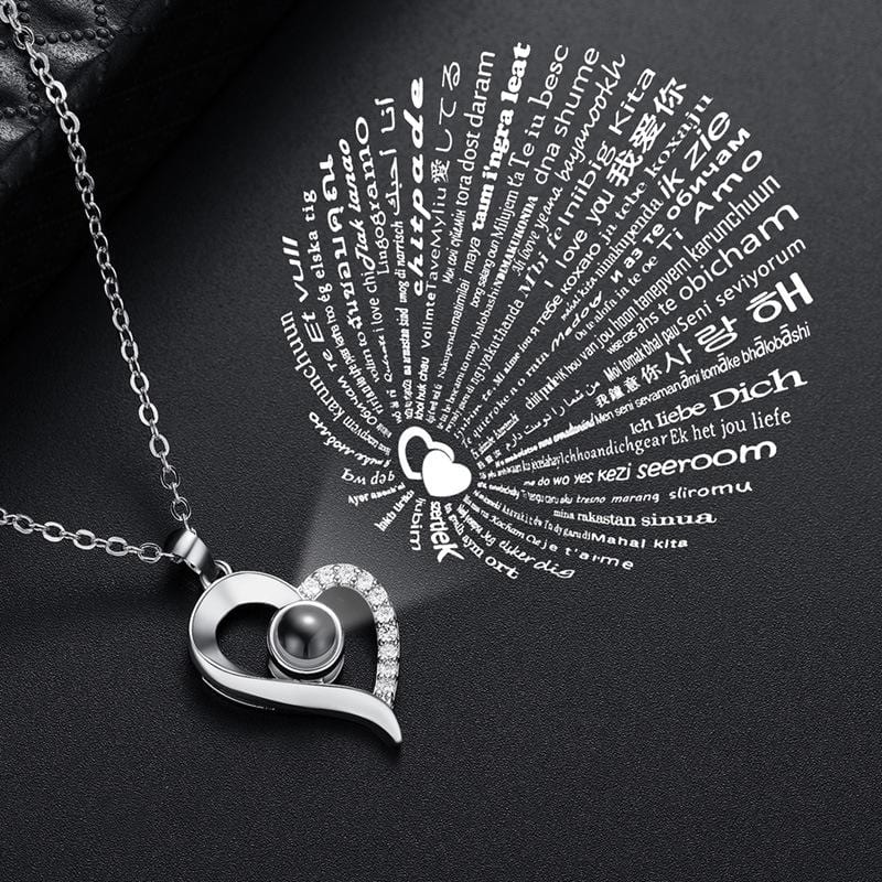 “I Love You in 100 Languages” Necklace with Eternal Rose Box