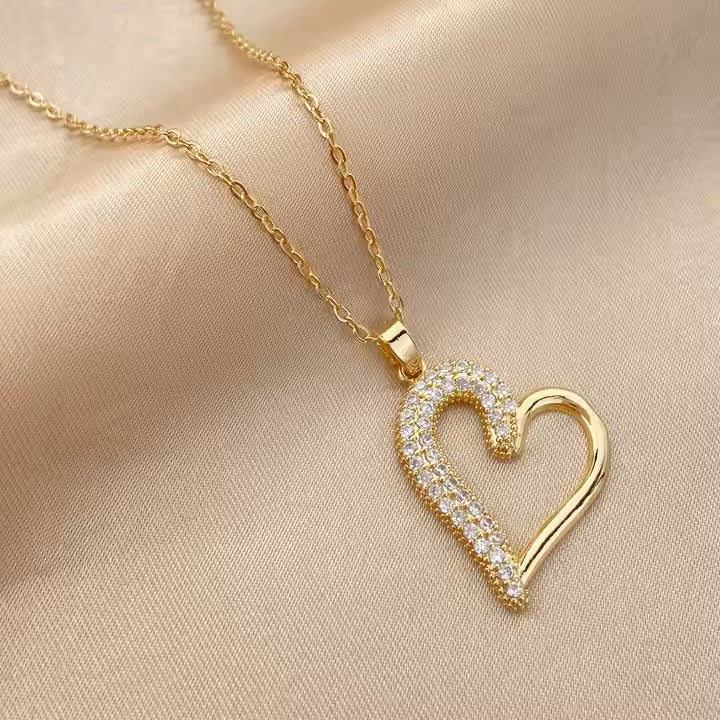 Elegant Curved Heart Pendant Necklace