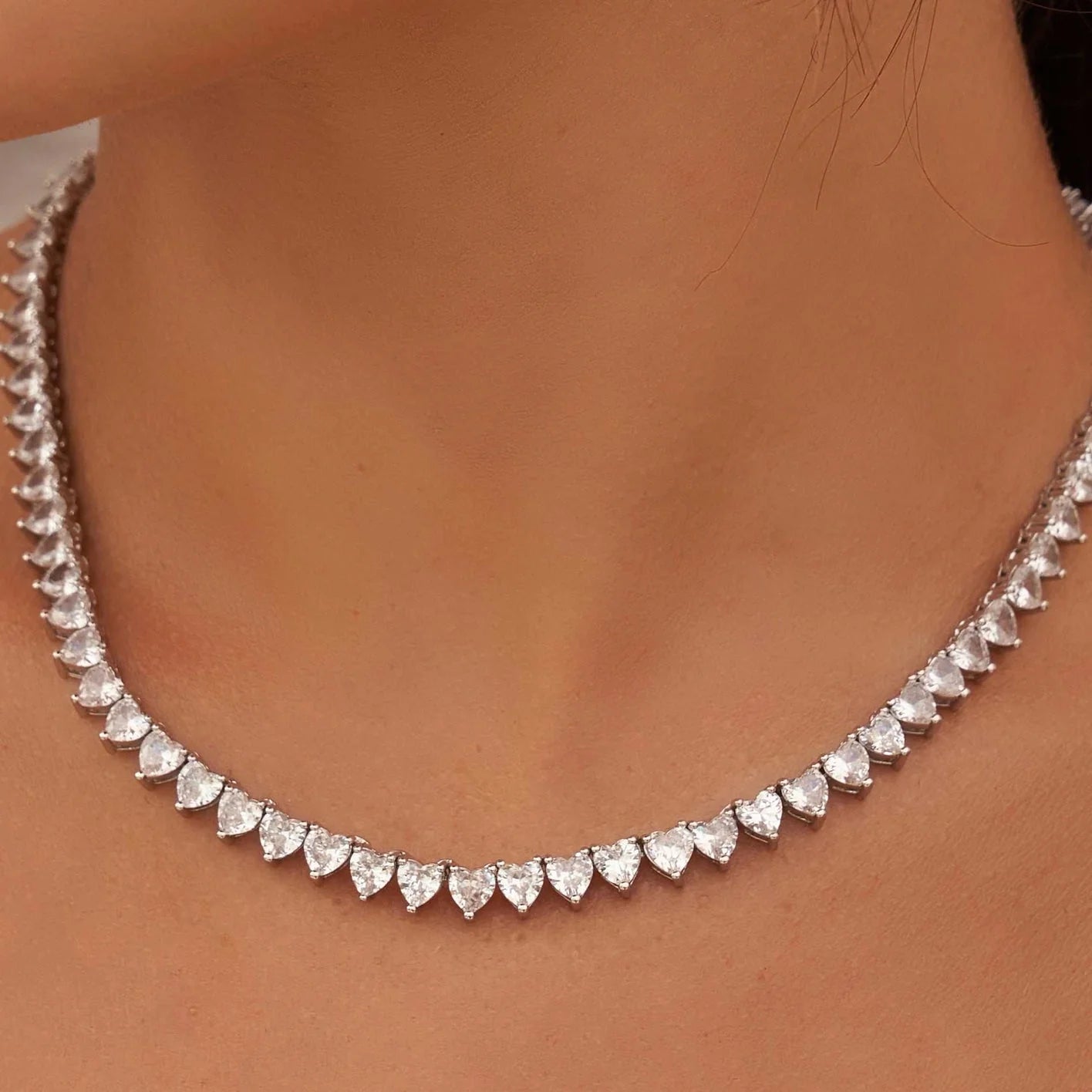 Heart Shaped Tennis Necklace