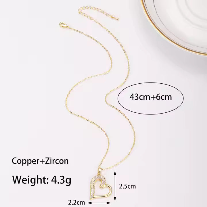 Elegant Curved Heart Pendant Necklace