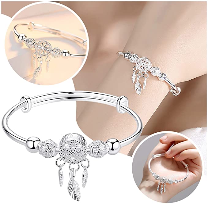 Sterling Silver Dreamcatcher Bangle