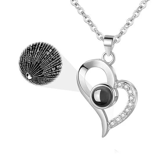 “I Love You in 100 Languages” Necklace with Eternal Rose Box