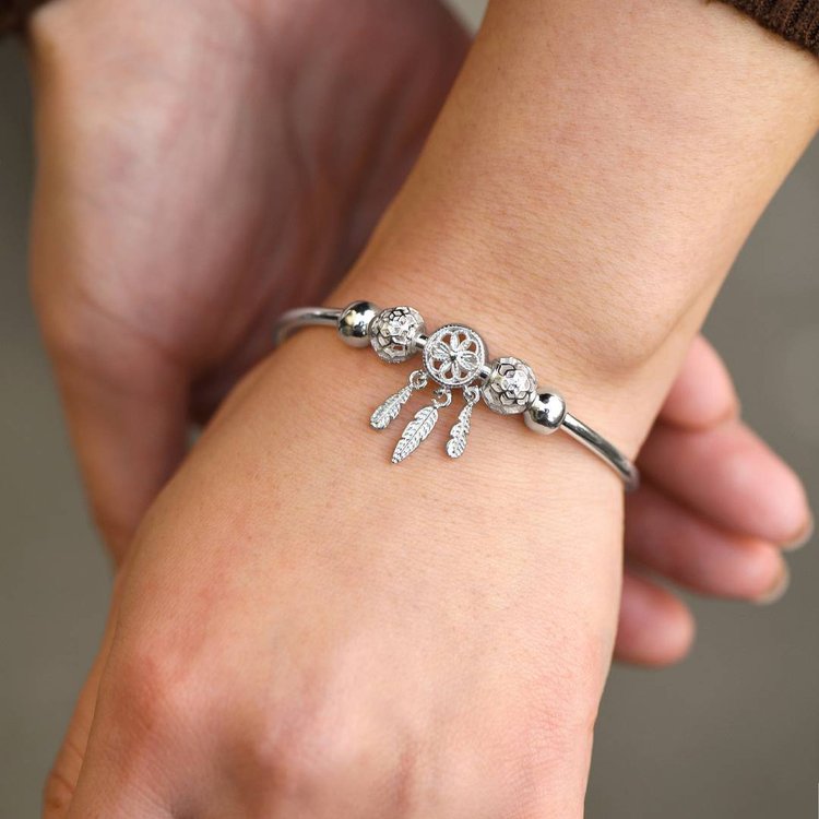Sterling Silver Dreamcatcher Bangle