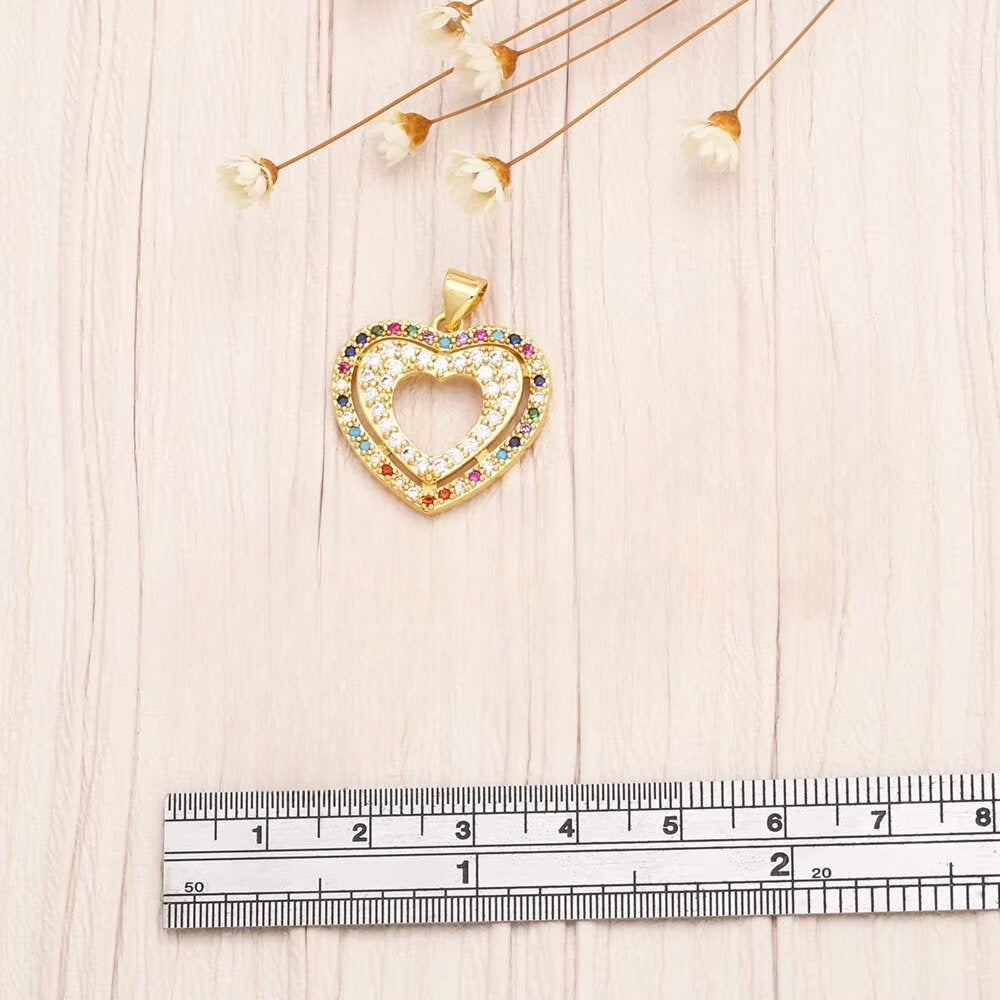 Radiant Rainbow Heart Pendant Necklace