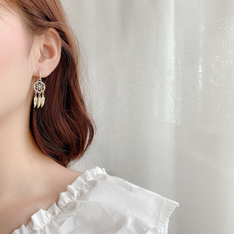 Golden Dreamcatcher Hoop Earrings