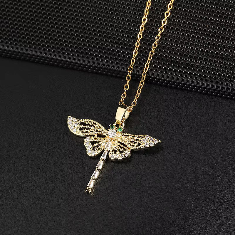 Golden Butterfly Brilliance Pendant Necklace