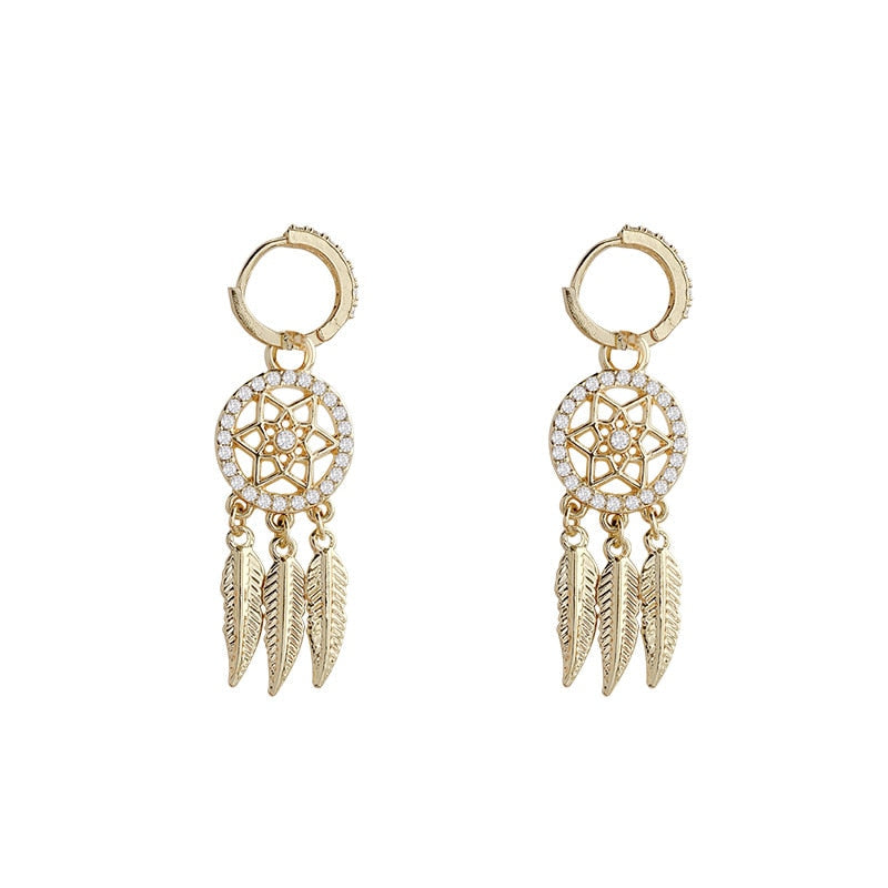 Golden Dreamcatcher Hoop Earrings
