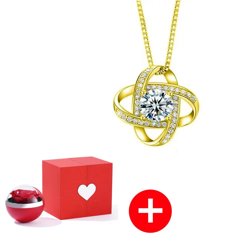 “I Love You in 100 Languages” Necklace with Eternal Rose Box