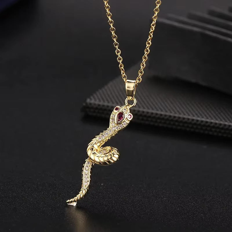 Gold-Plated Sterling Silver Snake Necklace