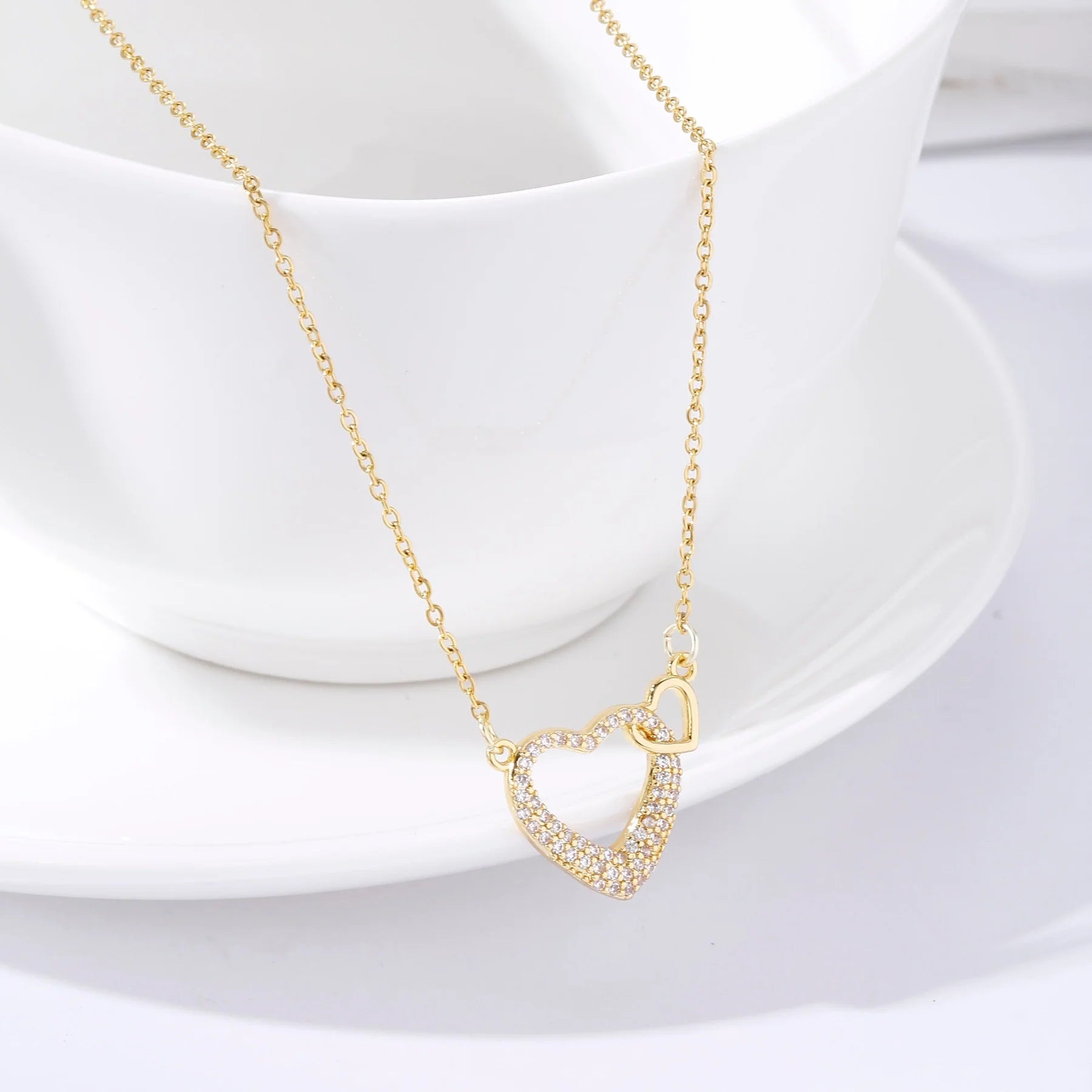 Double Heart Gold-Plated Necklace