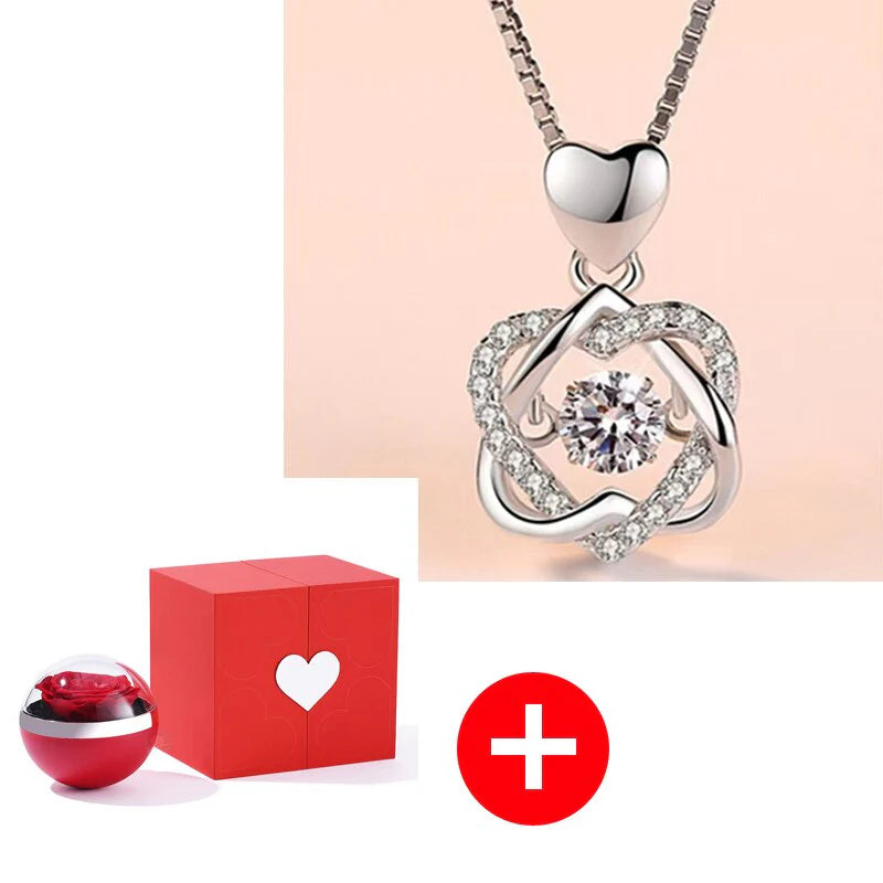 “I Love You in 100 Languages” Necklace with Eternal Rose Box