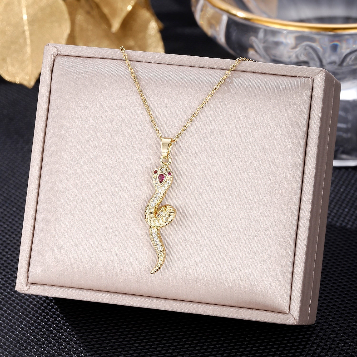 Gold-Plated Sterling Silver Snake Necklace