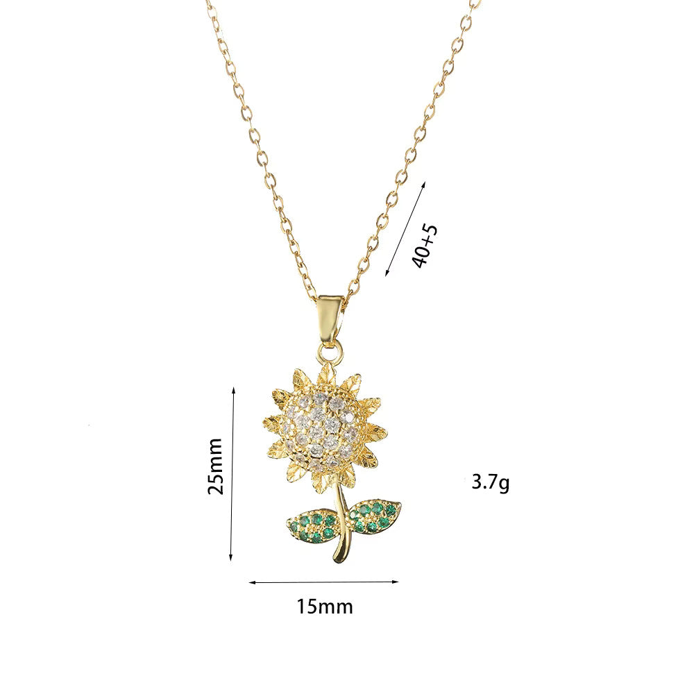 Sunflower Crystal Pendant Necklace
