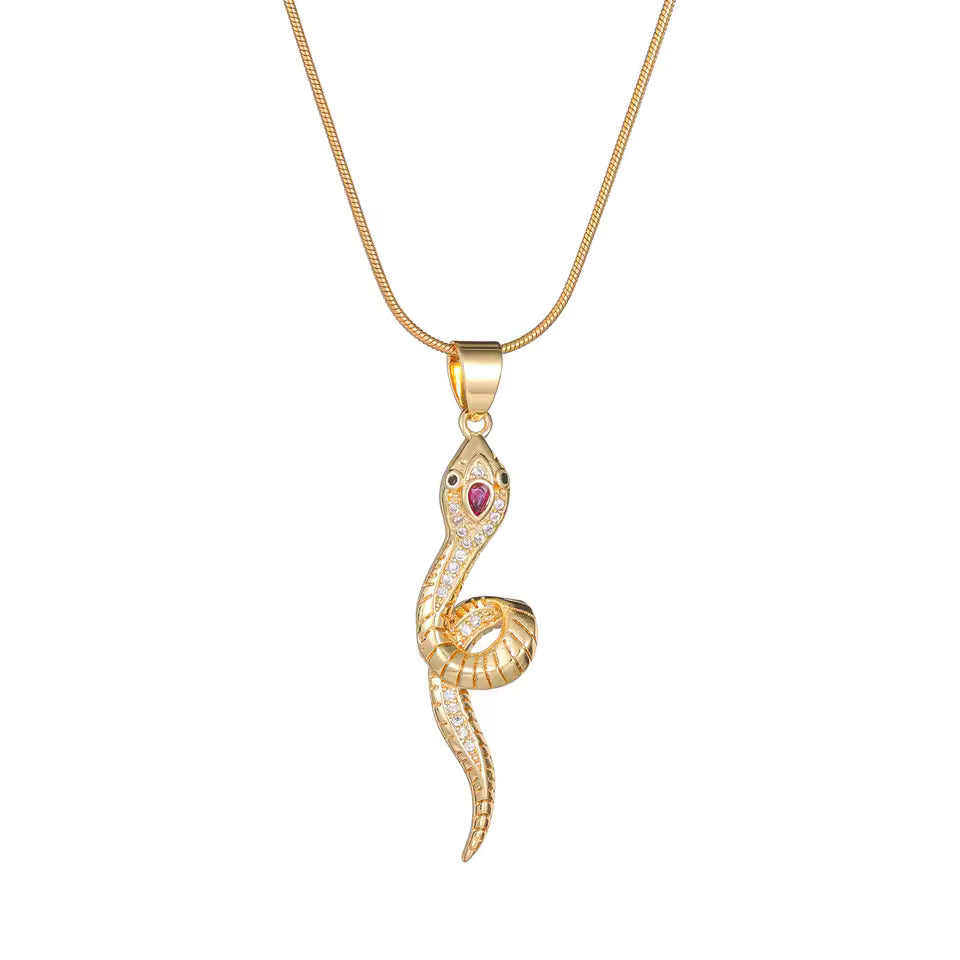 Gold-Plated Sterling Silver Snake Necklace