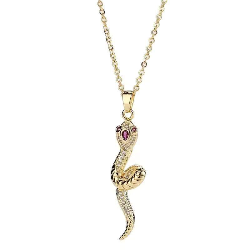Gold-Plated Sterling Silver Snake Necklace