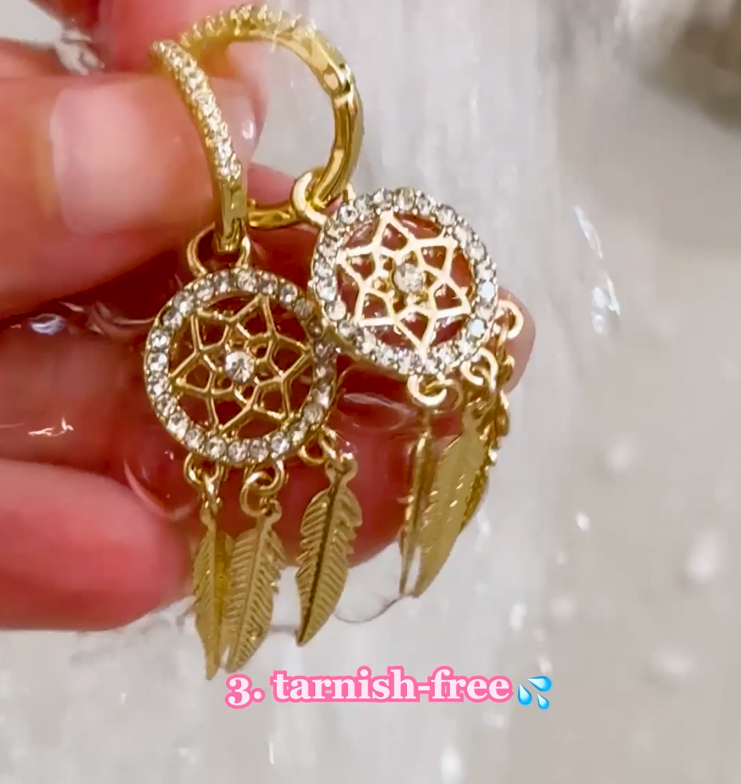 Golden Dreamcatcher Hoop Earrings