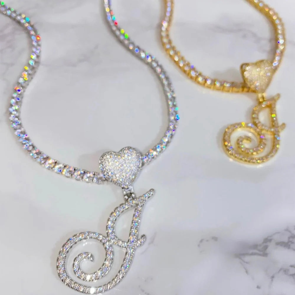 Personalized Letter Heart Pendant Necklace