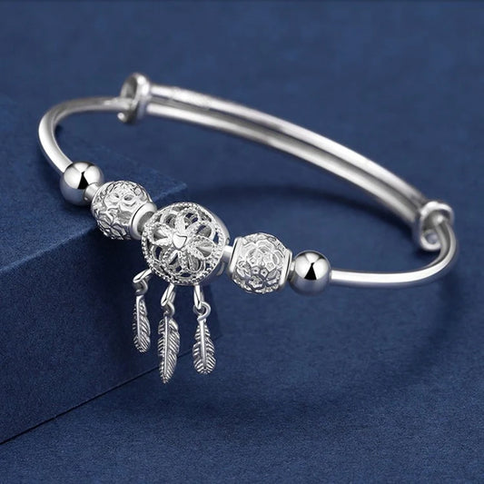 Sterling Silver Dreamcatcher Bangle