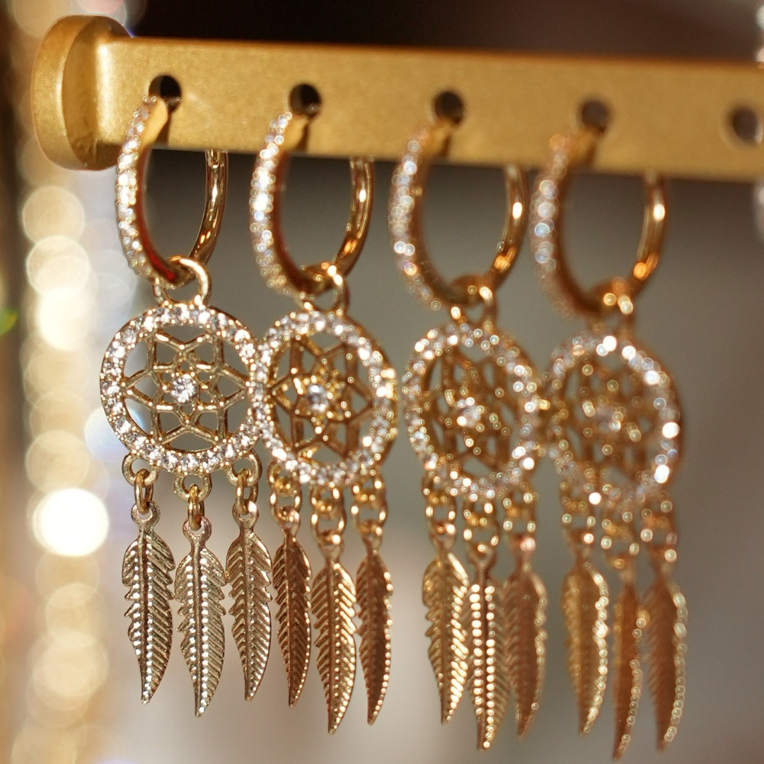 Golden Dreamcatcher Hoop Earrings
