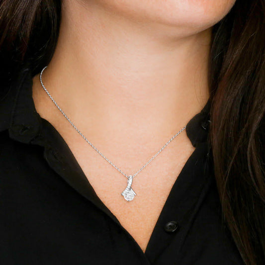 Sparkling "Love Mom" Cubic Zirconia Pendant Necklace