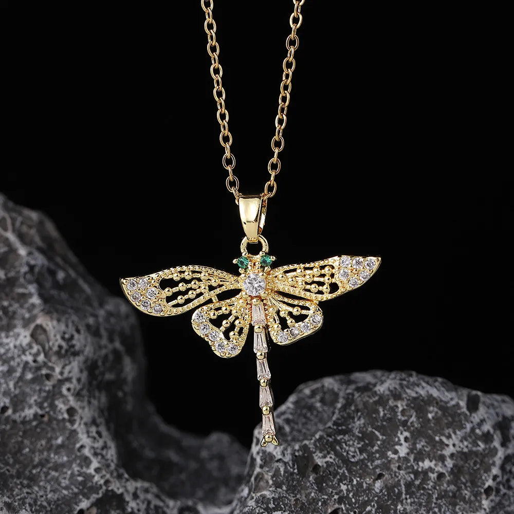 Golden Butterfly Brilliance Pendant Necklace