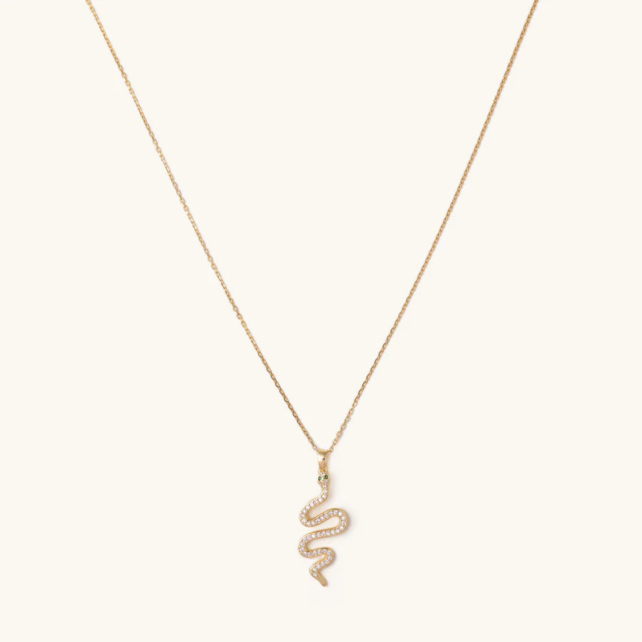 Golden Serpent Charm Necklace