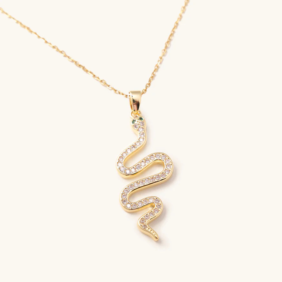 Golden Serpent Charm Necklace