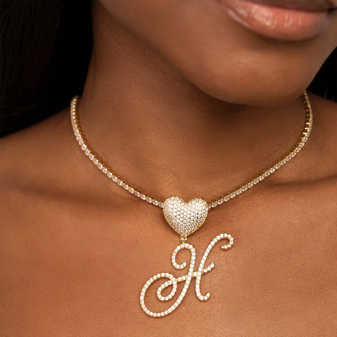Personalized Letter Heart Pendant Necklace