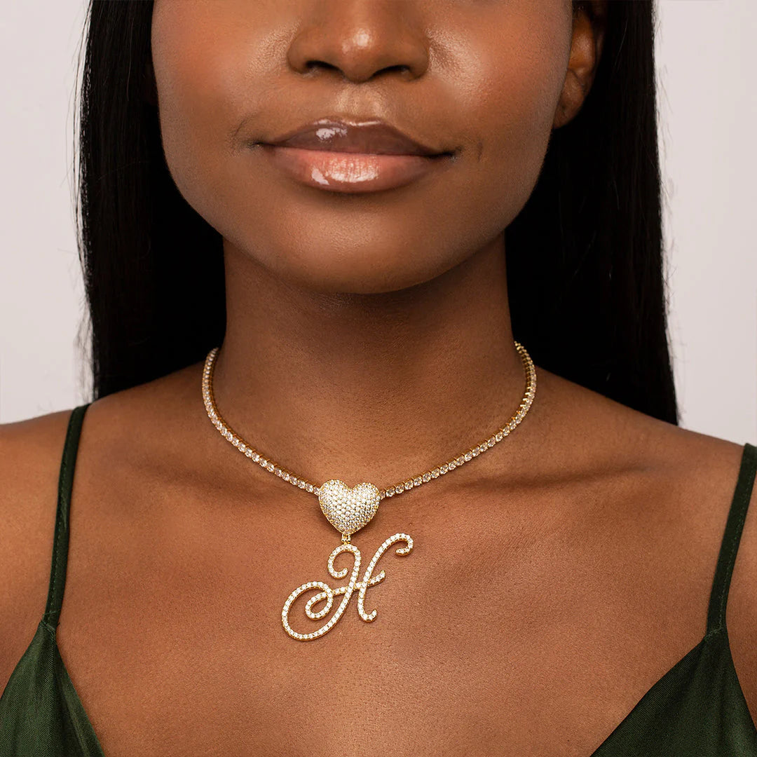 Personalized Letter Heart Pendant Necklace