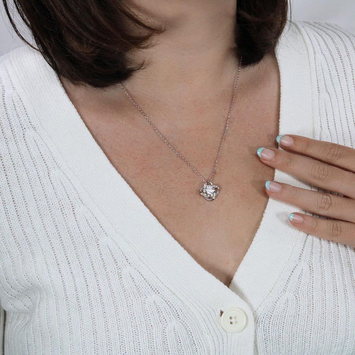 White Gold Necklace - With Real Rose - To My Love